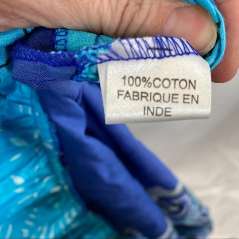 Shades of Blue Summer Tropical Spaghetti dress S/M - Picture 6 of 10